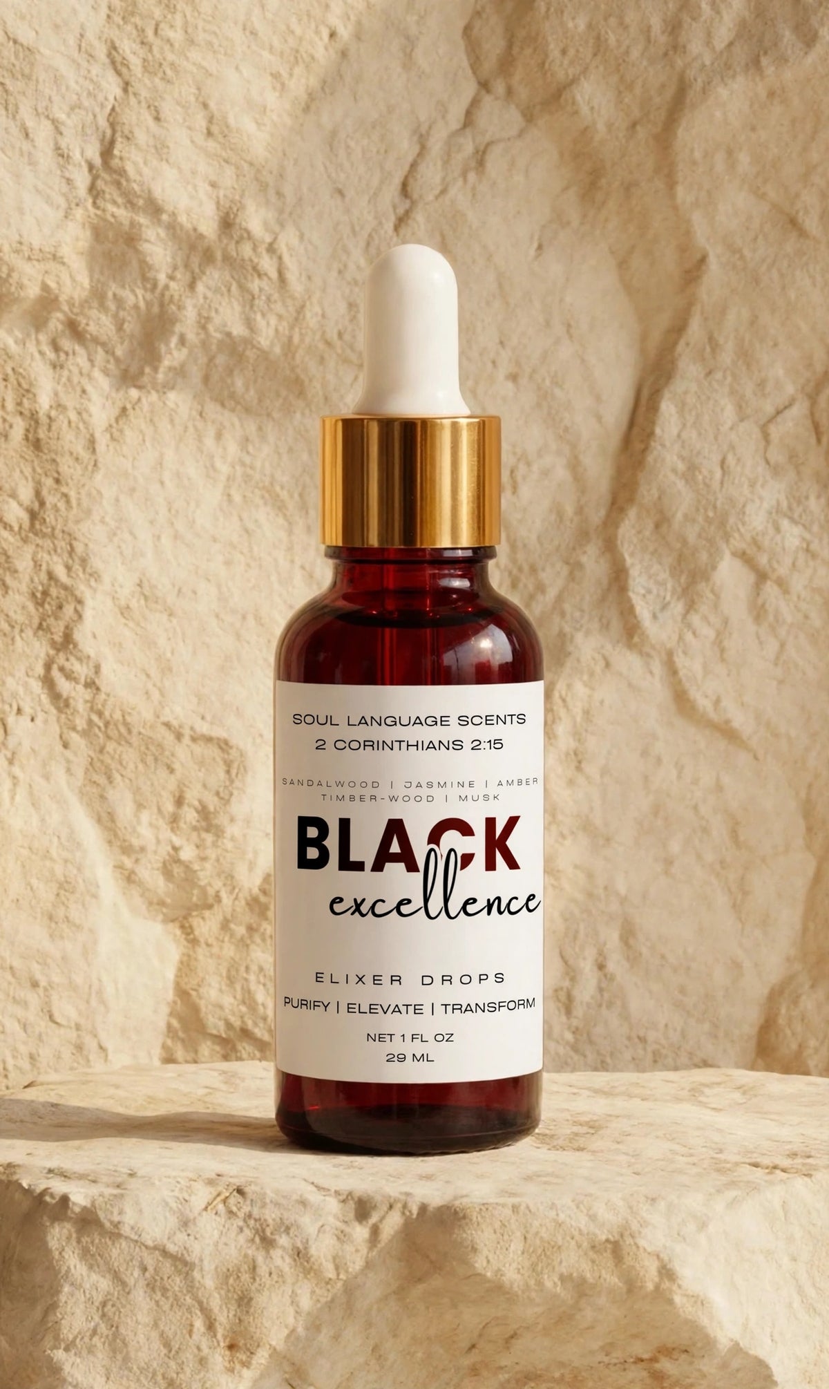 Black Excellence Elixir Drops - Woody Musk by Soul Language Scents